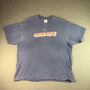 Finish Line Game-Life Graphic T-Shirt Mens XL Navy Blue Heavyweight Cotton